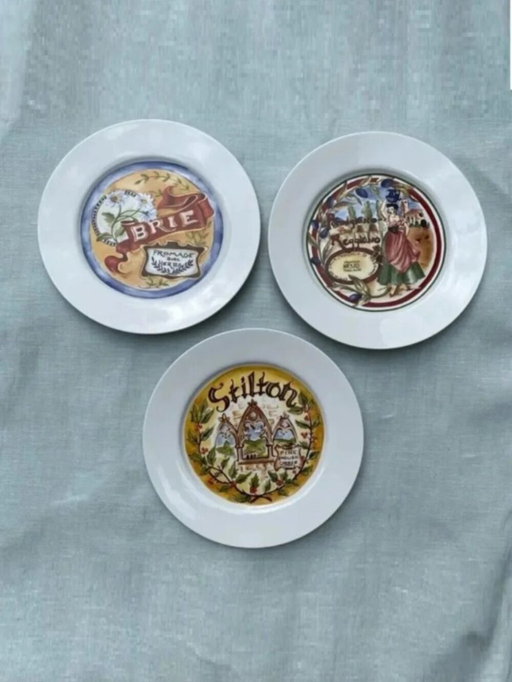 Set of 3 Restoration Hardware cheese 7.5" appetizer plates